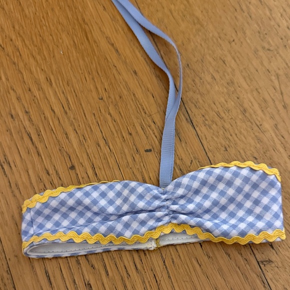 RetiredAmerican Girl Emily’s 2-piece Swimsuit Blue Gingham Outfit with Straw Hat - Picture 4 of 9